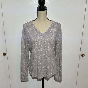 Sonoma Light Gray Patterned Long Sleeve Top